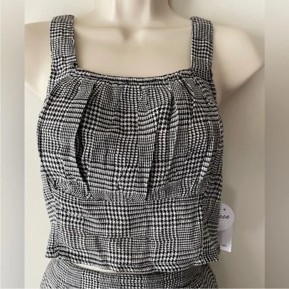 Japna Black White Gingham Two Piece Set Medium | Crop Top Mini Skirt NWT - Picture 6 of 16